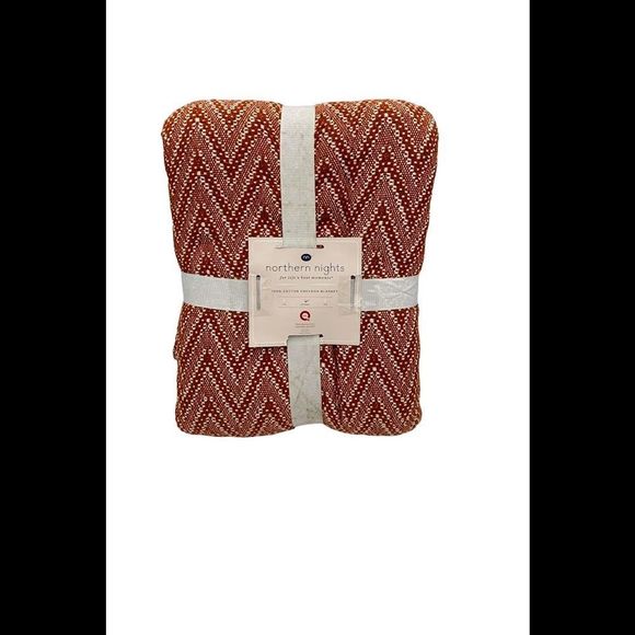 Northern Nights 100% Cotton Printed Chevron Blanket Fl/Qn Clay - Picture 1 of 1